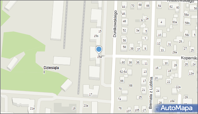 Lublin, Dunikowskiego Ksawerego, 15a, mapa Lublina