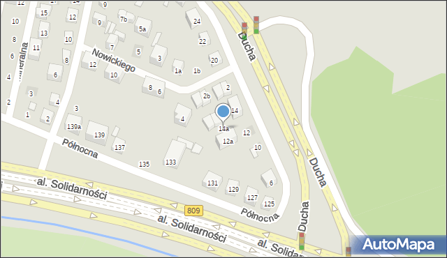 Lublin, Ducha Bolesława, gen., 14a, mapa Lublina