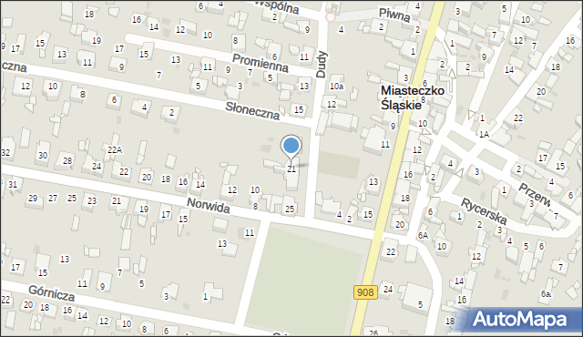 Miasteczko Śląskie, Dudy Michała, 21, mapa Miasteczko Śląskie