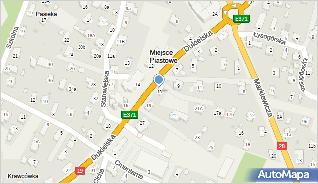 Miejsce Piastowe, Dukielska, 13, mapa Miejsce Piastowe