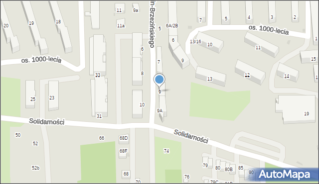 Myślenice, Dunin-Brzezińskiego Jana, ppłk., 9, mapa Myślenice