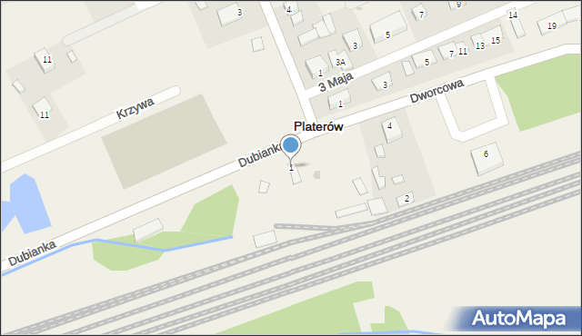 Platerów, Dubianka, 1, mapa Platerów