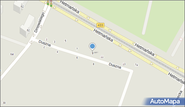 Poznań, Duszna, 9, mapa Poznania