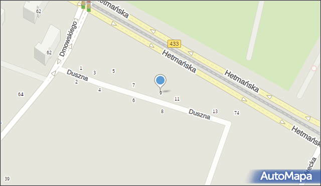 Poznań, Duszna, 9, mapa Poznania