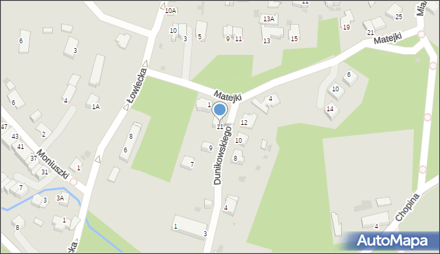 Pszczyna, Dunikowskiego Ksawerego, 11, mapa Pszczyny