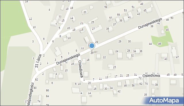 Rudawa, Dunajewskiego Albina, ks. kard., 20, mapa Rudawa