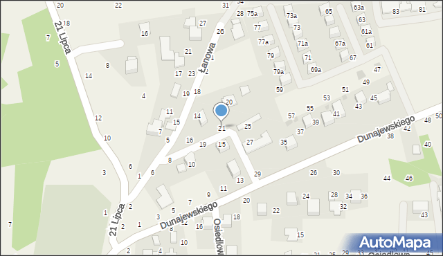 Rudawa, Dunajewskiego Albina, ks. kard., 21, mapa Rudawa