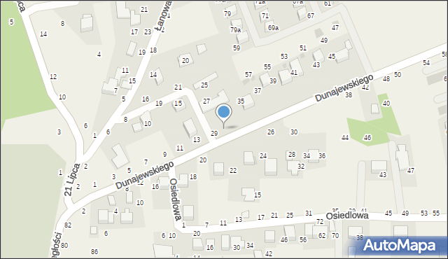 Rudawa, Dunajewskiego Albina, ks. kard., 31, mapa Rudawa