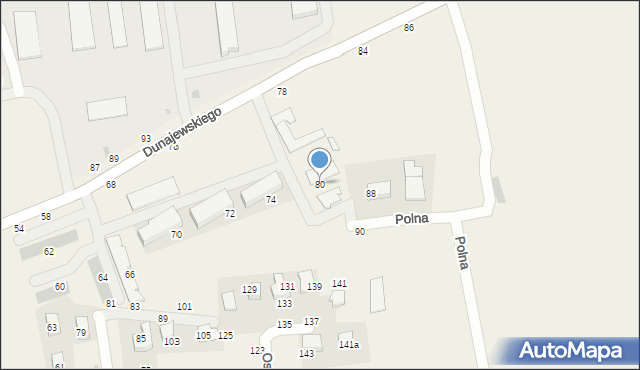 Rudawa, Dunajewskiego Albina, ks. kard., 80, mapa Rudawa