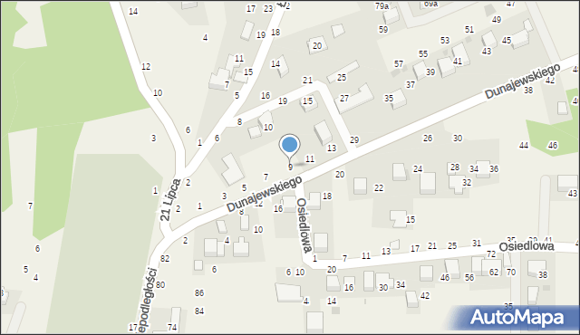 Rudawa, Dunajewskiego Albina, ks. kard., 9, mapa Rudawa