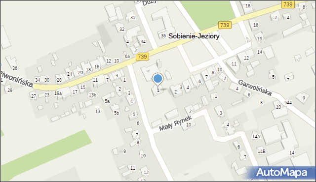 Sobienie-Jeziory, Duży Rynek, 1, mapa Sobienie-Jeziory