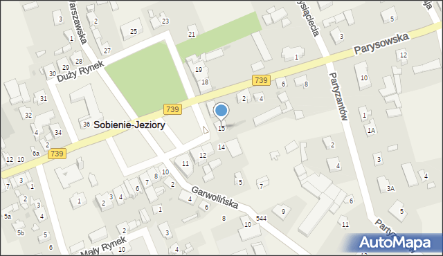 Sobienie-Jeziory, Duży Rynek, 15, mapa Sobienie-Jeziory