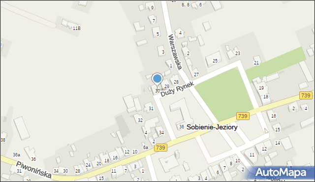 Sobienie-Jeziory, Duży Rynek, 30, mapa Sobienie-Jeziory