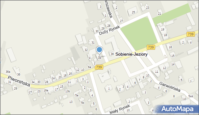 Sobienie-Jeziory, Duży Rynek, 34, mapa Sobienie-Jeziory