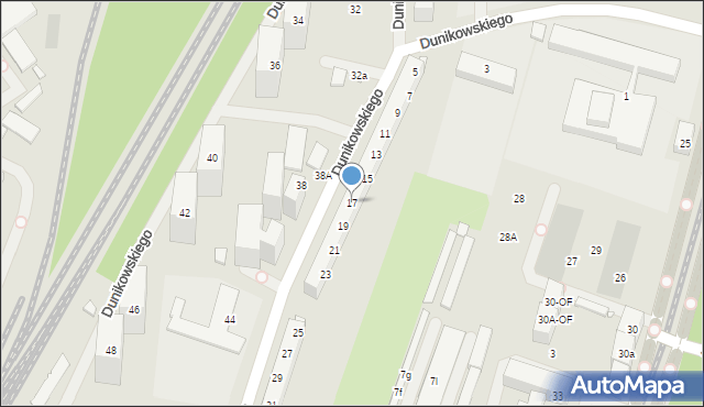 Szczecin, Dunikowskiego Ksawerego, 17, mapa Szczecina