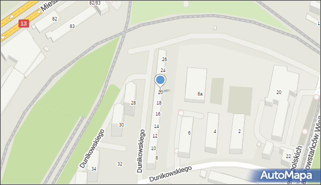 Szczecin, Dunikowskiego Ksawerego, 20, mapa Szczecina