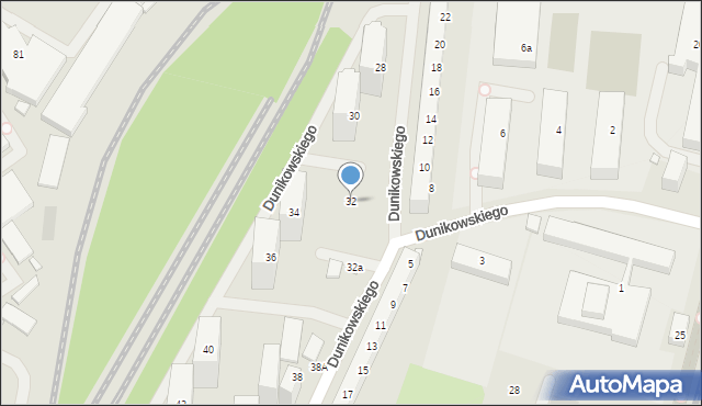 Szczecin, Dunikowskiego Ksawerego, 32, mapa Szczecina