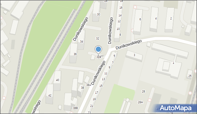 Szczecin, Dunikowskiego Ksawerego, 32a, mapa Szczecina