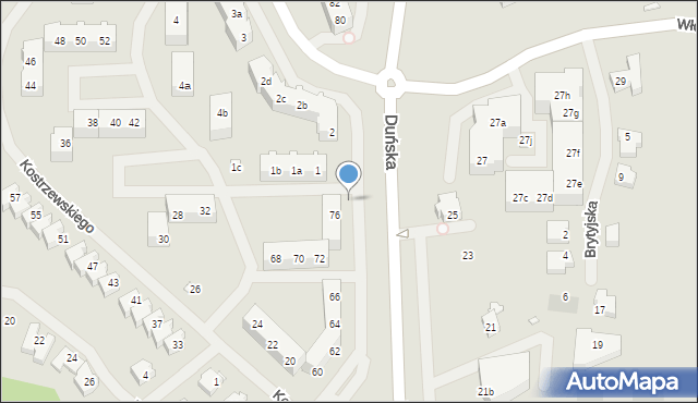 Szczecin, Duńska, 76a, mapa Szczecina