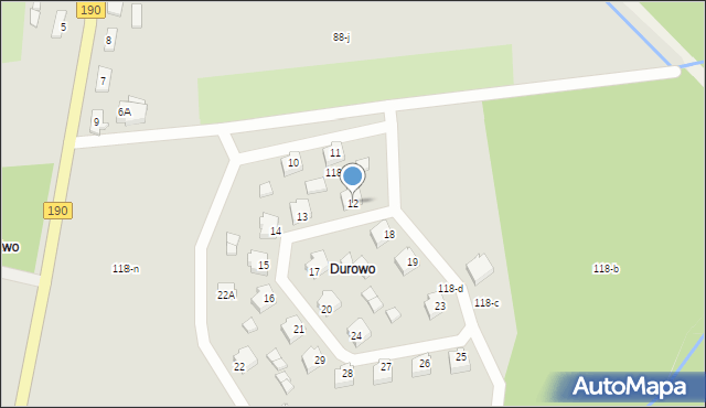 Wągrowiec, Durowo, 12, mapa Wągrowiec