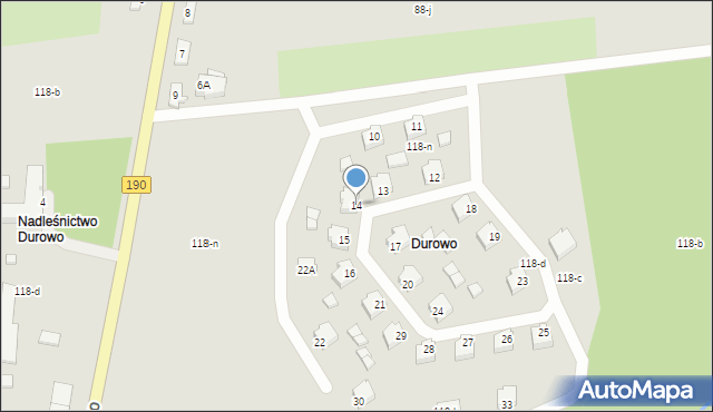 Wągrowiec, Durowo, 14, mapa Wągrowiec