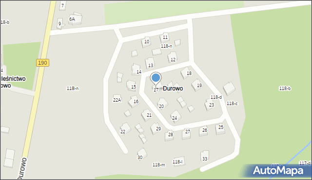 Wągrowiec, Durowo, 17, mapa Wągrowiec