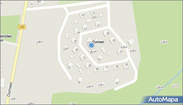 Wągrowiec, Durowo, 20, mapa Wągrowiec