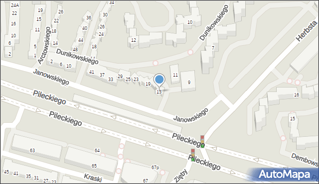 Warszawa, Dunikowskiego Ksawerego, 13, mapa Warszawy