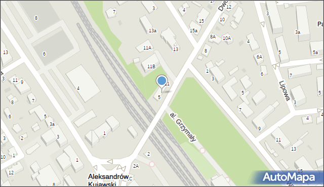 Aleksandrów Kujawski, Dworcowa, 6, mapa Aleksandrów Kujawski
