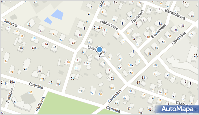 Białe Błota, Dworska, 5, mapa Białe Błota