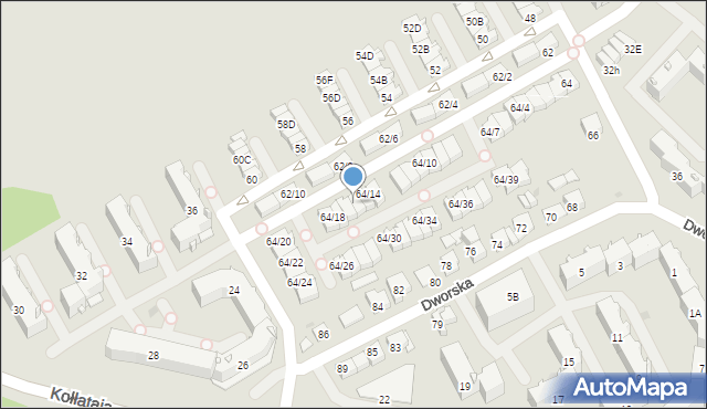 Białystok, Dworska, 64/16, mapa Białegostoku