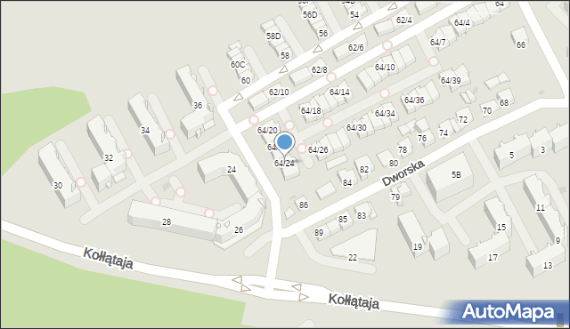 Białystok, Dworska, 64/24, mapa Białegostoku