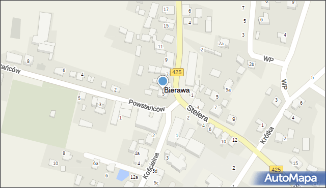 Bierawa, Dworcowa, 3, mapa Bierawa