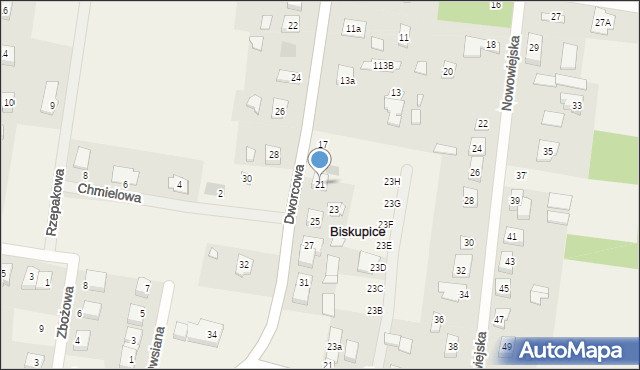 Biskupice, Dworcowa, 21, mapa Biskupice