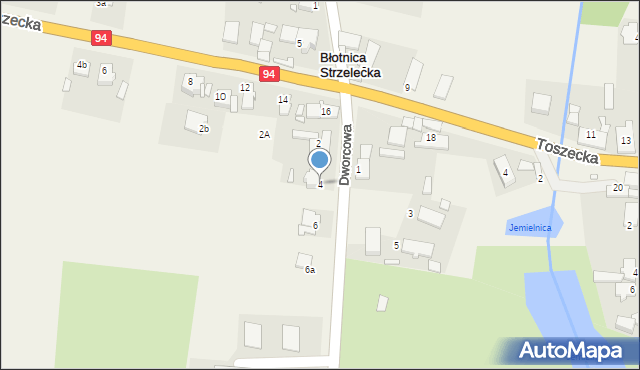 Błotnica Strzelecka, Dworcowa, 4, mapa Błotnica Strzelecka