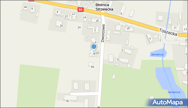 Błotnica Strzelecka, Dworcowa, 6, mapa Błotnica Strzelecka