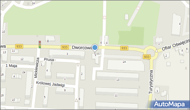 Brzeszcze, Dworcowa, 1, mapa Brzeszcze