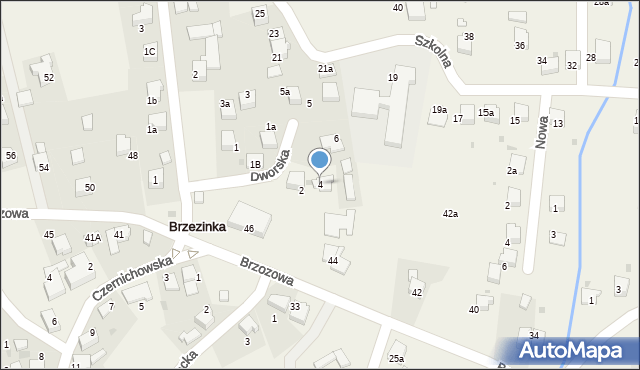 Brzezinka, Dworska, 4, mapa Brzezinka