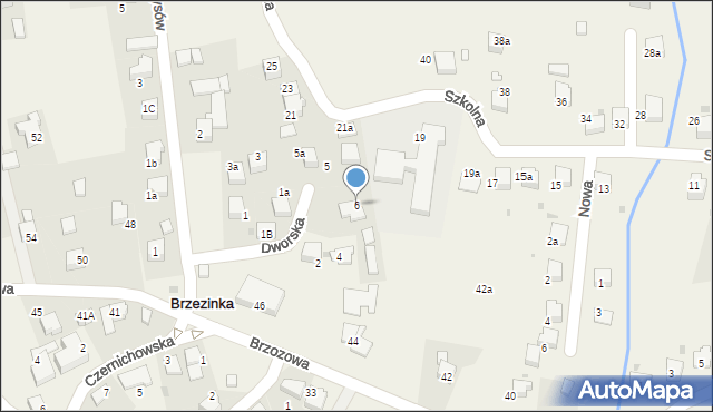 Brzezinka, Dworska, 6, mapa Brzezinka