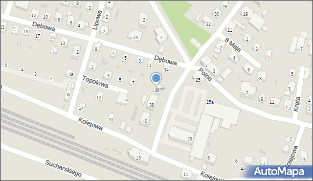 Bytom Odrzański, Dworcowa, 36, mapa Bytom Odrzański