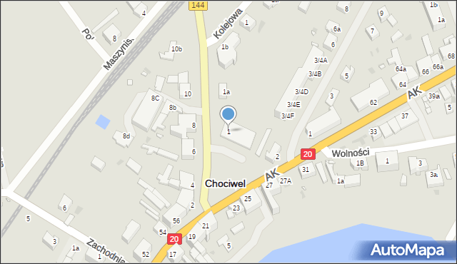 Chociwel, Dworcowa, 1, mapa Chociwel