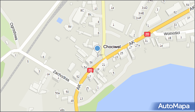 Chociwel, Dworcowa, 2, mapa Chociwel