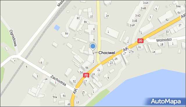 Chociwel, Dworcowa, 4, mapa Chociwel