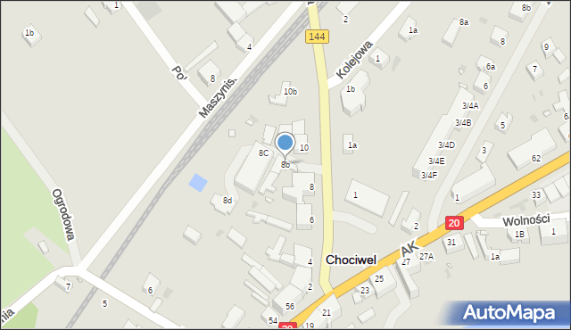Chociwel, Dworcowa, 8b, mapa Chociwel