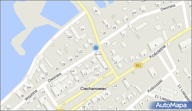 Ciechanowiec, Dworska, 7, mapa Ciechanowiec