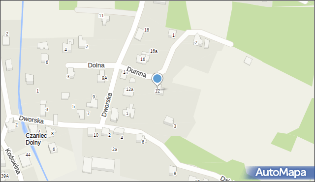 Czaniec, Dworska, 12, mapa Czaniec