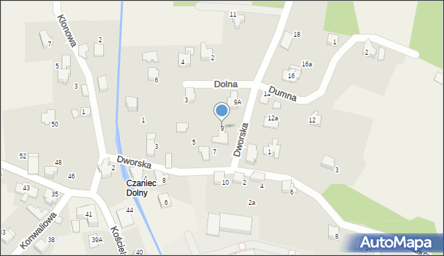 Czaniec, Dworska, 9, mapa Czaniec