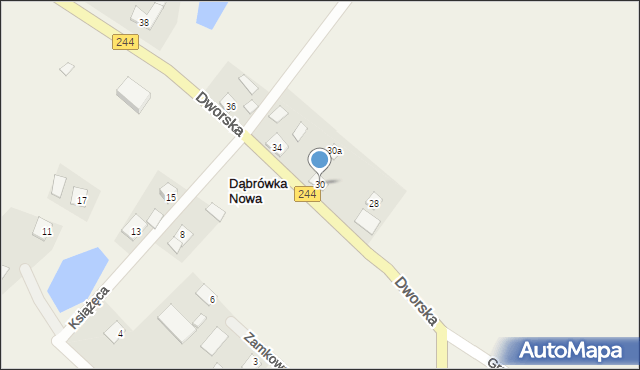 Dąbrówka Nowa, Dworska, 30, mapa Dąbrówka Nowa