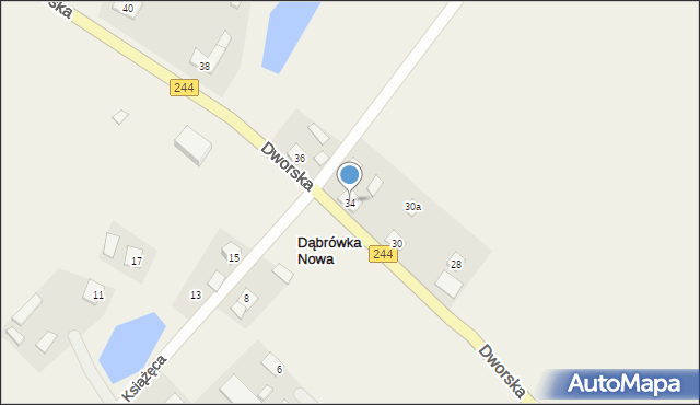 Dąbrówka Nowa, Dworska, 34, mapa Dąbrówka Nowa