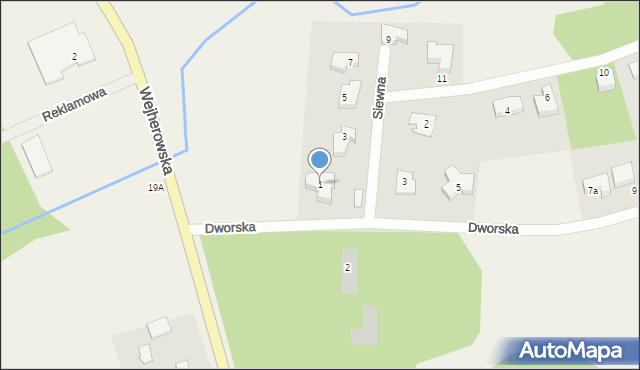 Dobrzewino, Dworska, 1, mapa Dobrzewino